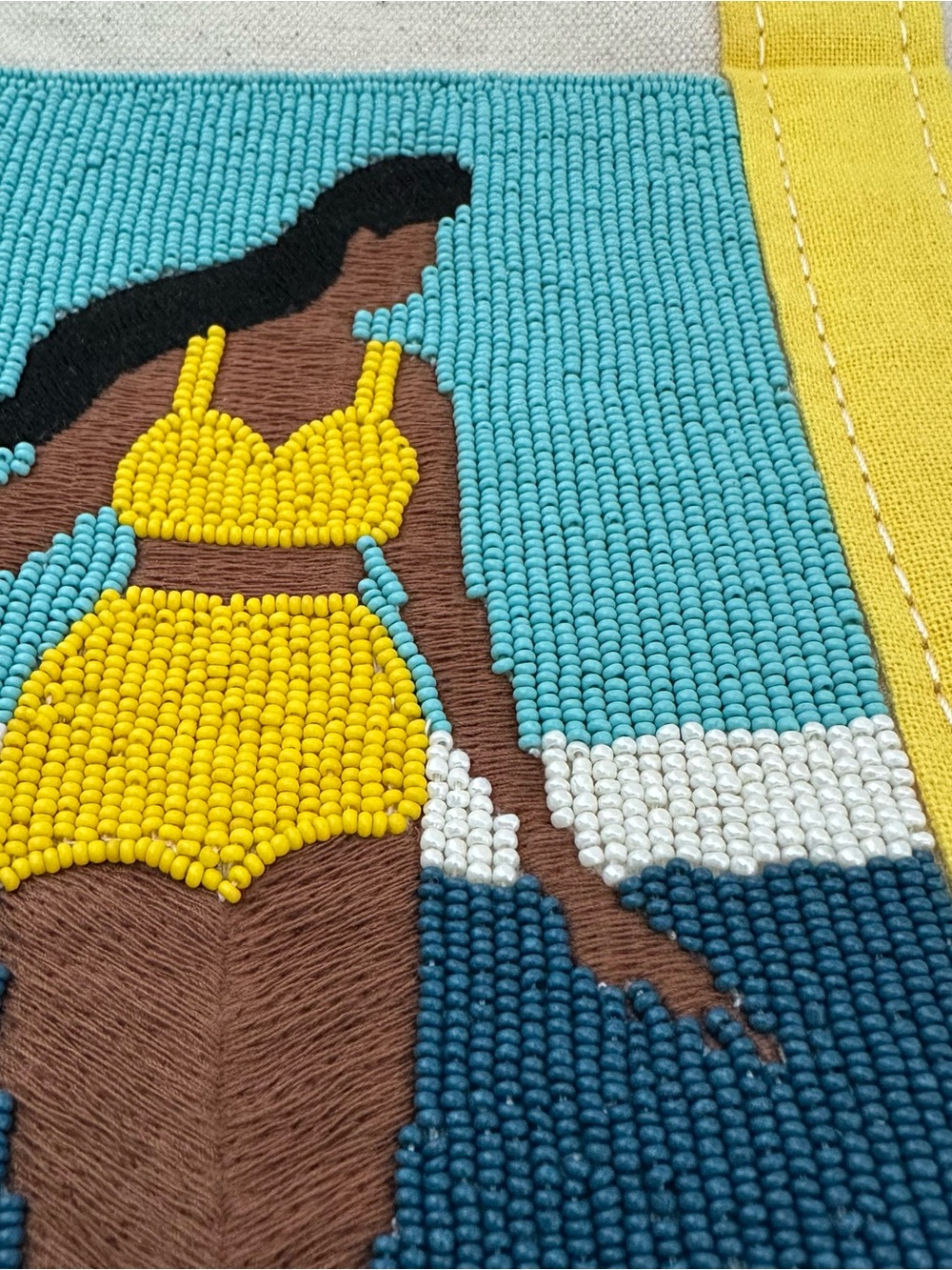New Celandine by Anthropologie Beaded Large Canvas Tote Bag in Surfer Girl - Picture 13 of 16